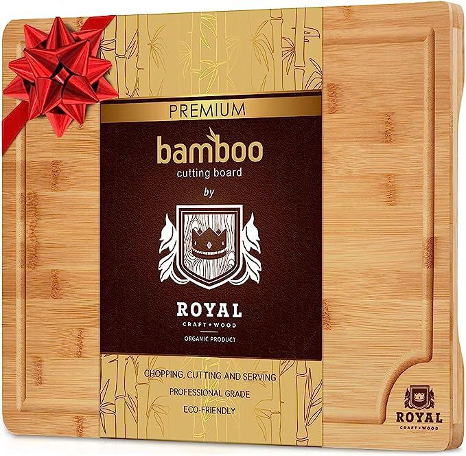 Organic Bamboo Cutting Board with Juice Groove - Best Kitchen Chopping Board for Meat (Butcher Bl... | Amazon (US)