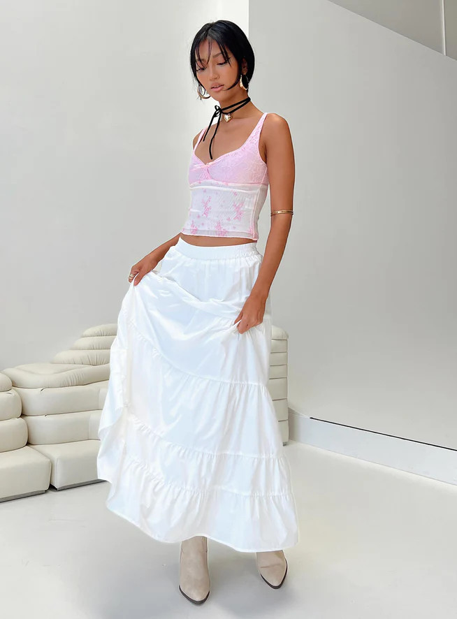 Garden Party Maxi Skirt White | Princess Polly US
