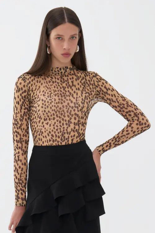 Nocturne Leopard Print Bodysuit in Multi-Colored at Nordstrom, Size X-Large | Nordstrom