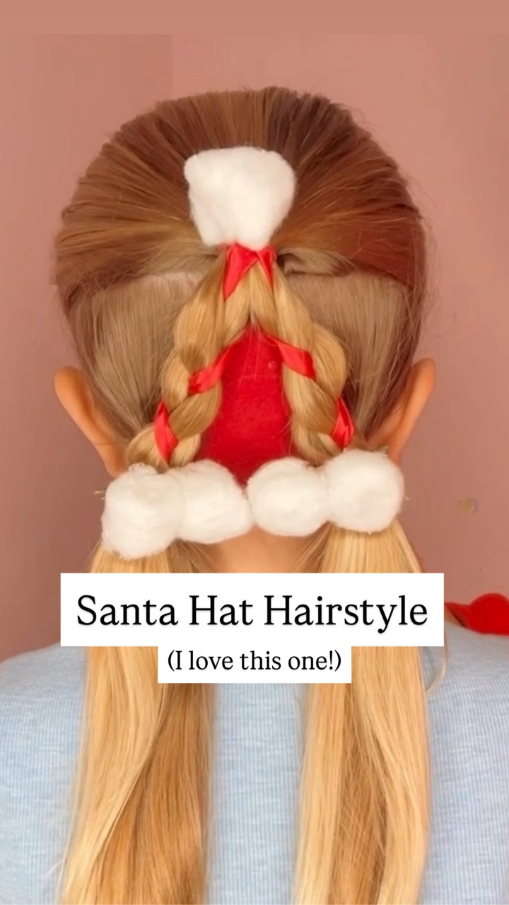 SANTA HAT HAIRSTYLE 🎅 Cute and easy holiday hairstyle for girls. I’ll share my favorite hair products with you, too!
.
For this hairstyle, I got a little arts and crafty. I used red felt, red ribbon and hot glued pom poms to bobby pins. I just love creating these types of hairstyles for the holiday. ❤️

#LTKHoliday #LTKBeauty