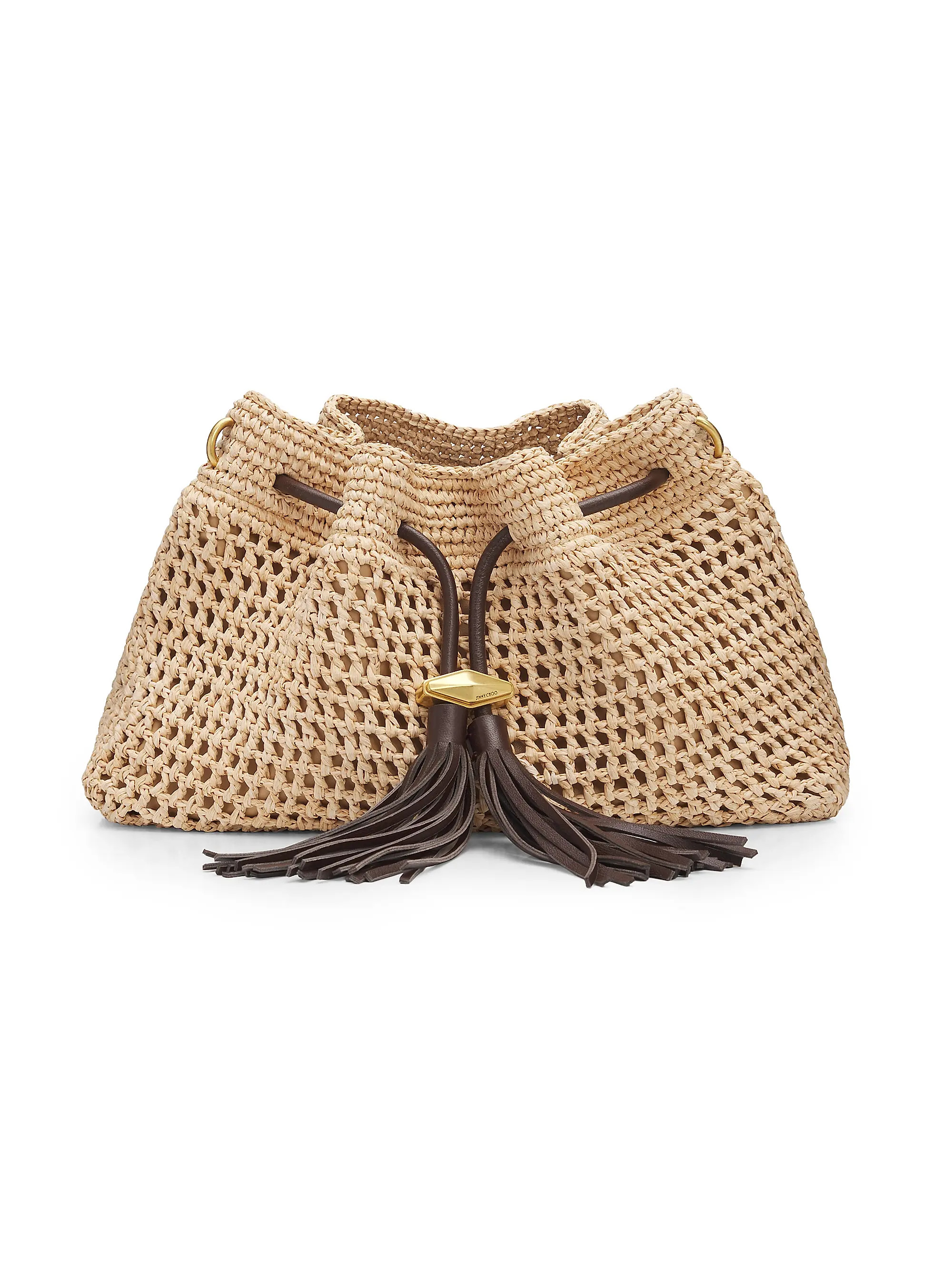 Jimmy Choo Cinch Small Raffia Shoulder Bag | Saks Fifth Avenue | Saks Fifth Avenue