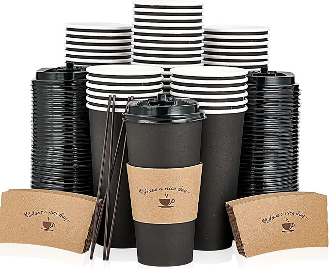 50 Pack 20 oz Paper Coffee Cups, Drinking Cups for Cold/Hot Coffee Chocolate Drinks, Disposable C... | Amazon (US)