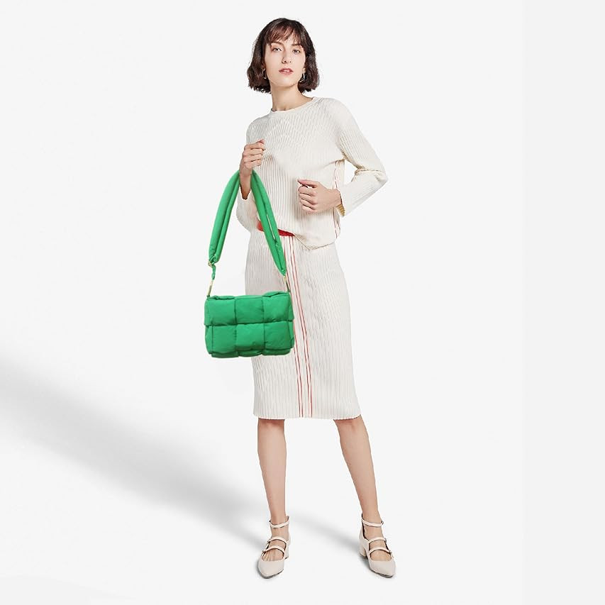 NAARIIAN cotton padded cassette crossbody bag Puffer shoulder bag designer handbag for women wove... | Amazon (US)