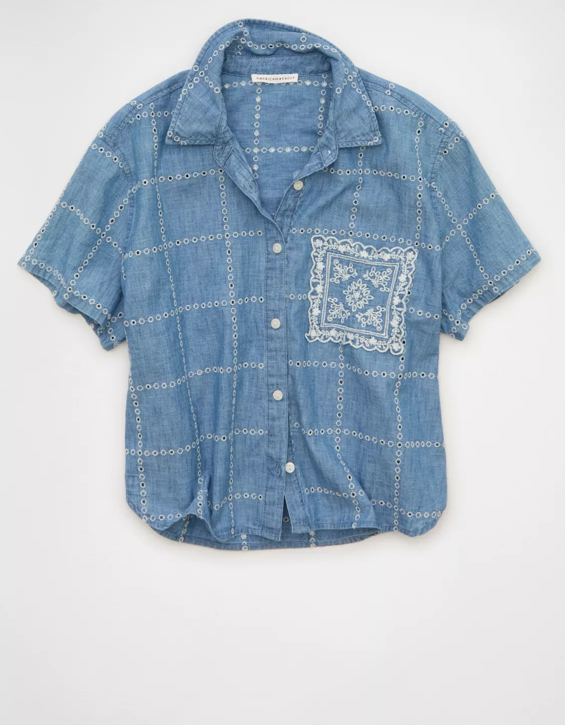 AE Embroidered Cabana Shirt | American Eagle Outfitters (US & CA)