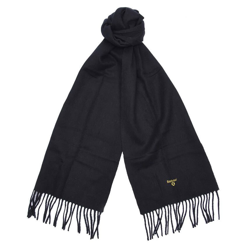 Barbour Heritage Men's Plain Lambswool Scarf - Black | Coggles (Global)