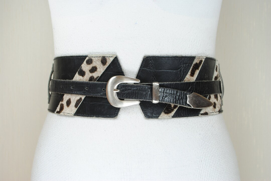 Vintage Zebra Corset Belt: Leather & Fur Animal Print Waist Belt - Etsy | Etsy (US)