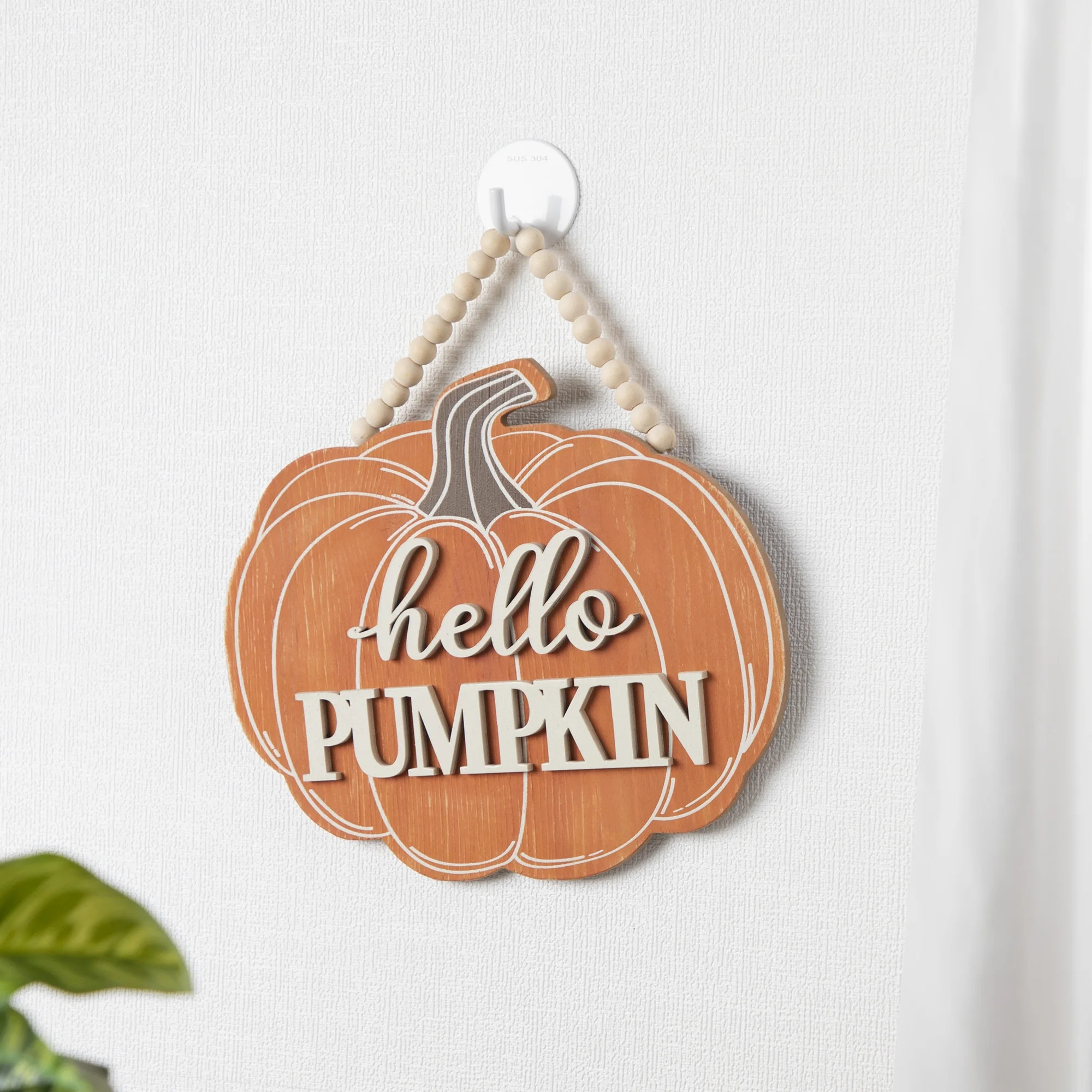 Way to Celebrate Orange Hello Pumpkin Wall Harvest Decoration, 10.04"W x 0.43"L x 8.46"H | Walmart (US)