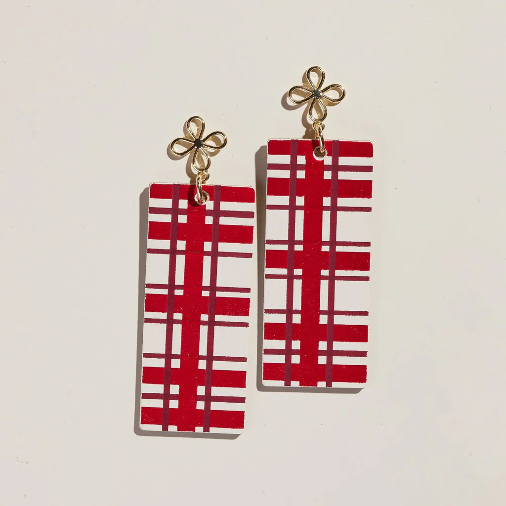 Red Tartan Marq | Nickel and Suede