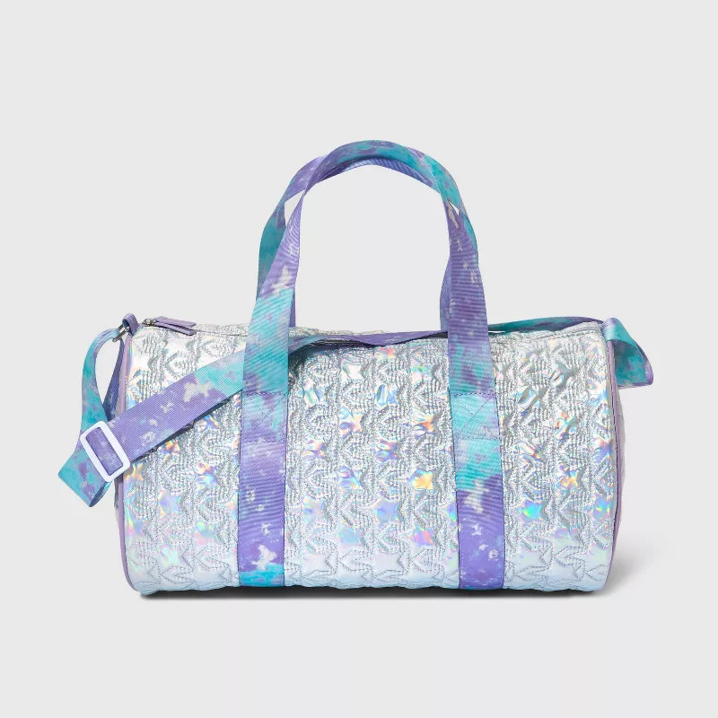 Kids' Metallic Barrel Bag - Cat & Jack™ Silver | Target