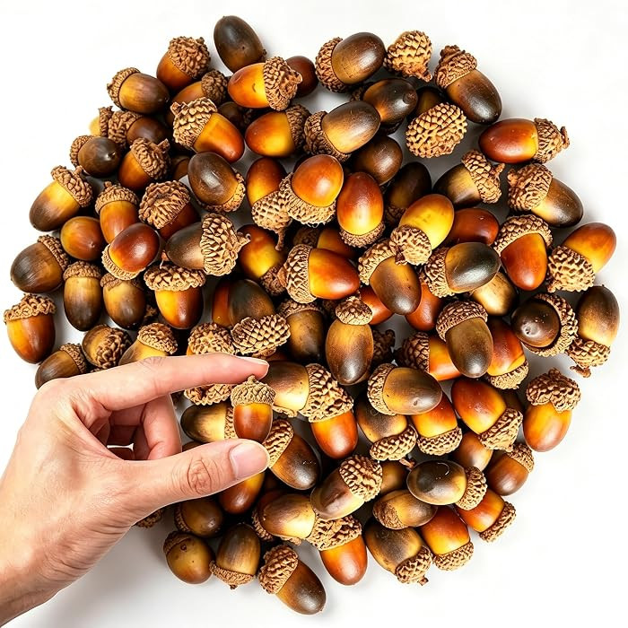 Cllayees 120 PCS Artificial Acorns, Fake Natural Acorns Decoration Thanksgiving Lifelike Simulati... | Amazon (US)