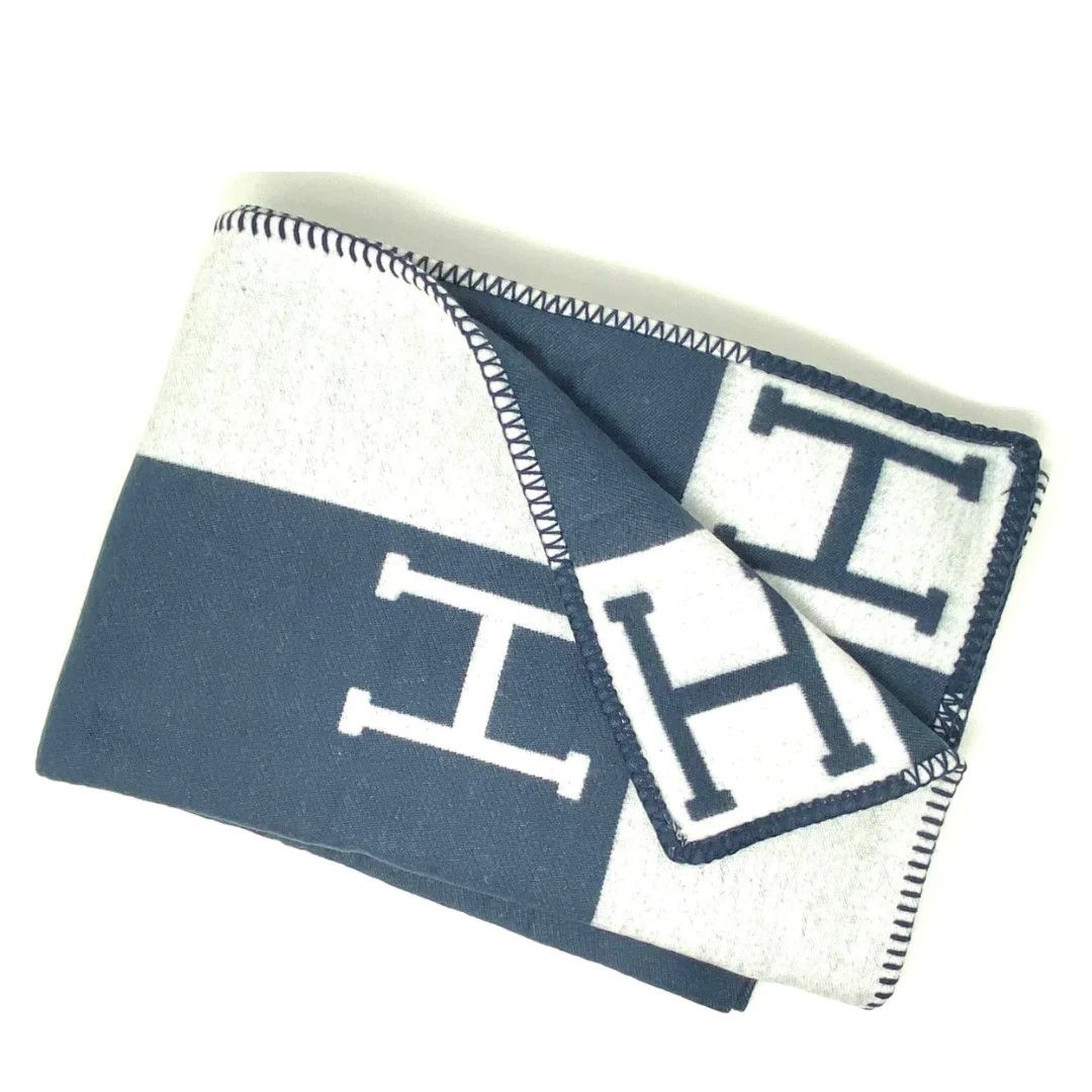 Navy H Blanket (Preorder- Ships 3/11) | Sea Marie Designs