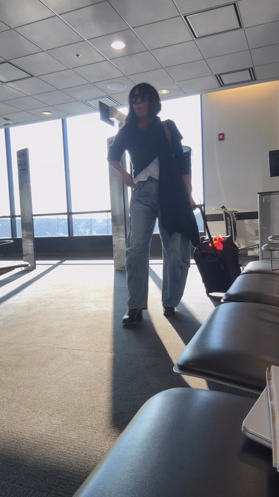 Airport outfit 
Travel day outfit 
Love these jeans / tts 
Sweater is size small 
Perfect for throwing over your shoulders like a wrap - it’s cotton and good year round - use code FW25 to save $55 

#LTKTravel #LTKWorkwear #LTKSaleAlert