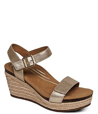 Aetrex Sydney Leather Espadrille Platform Wedge Sandals - 37(7) | Dillard's