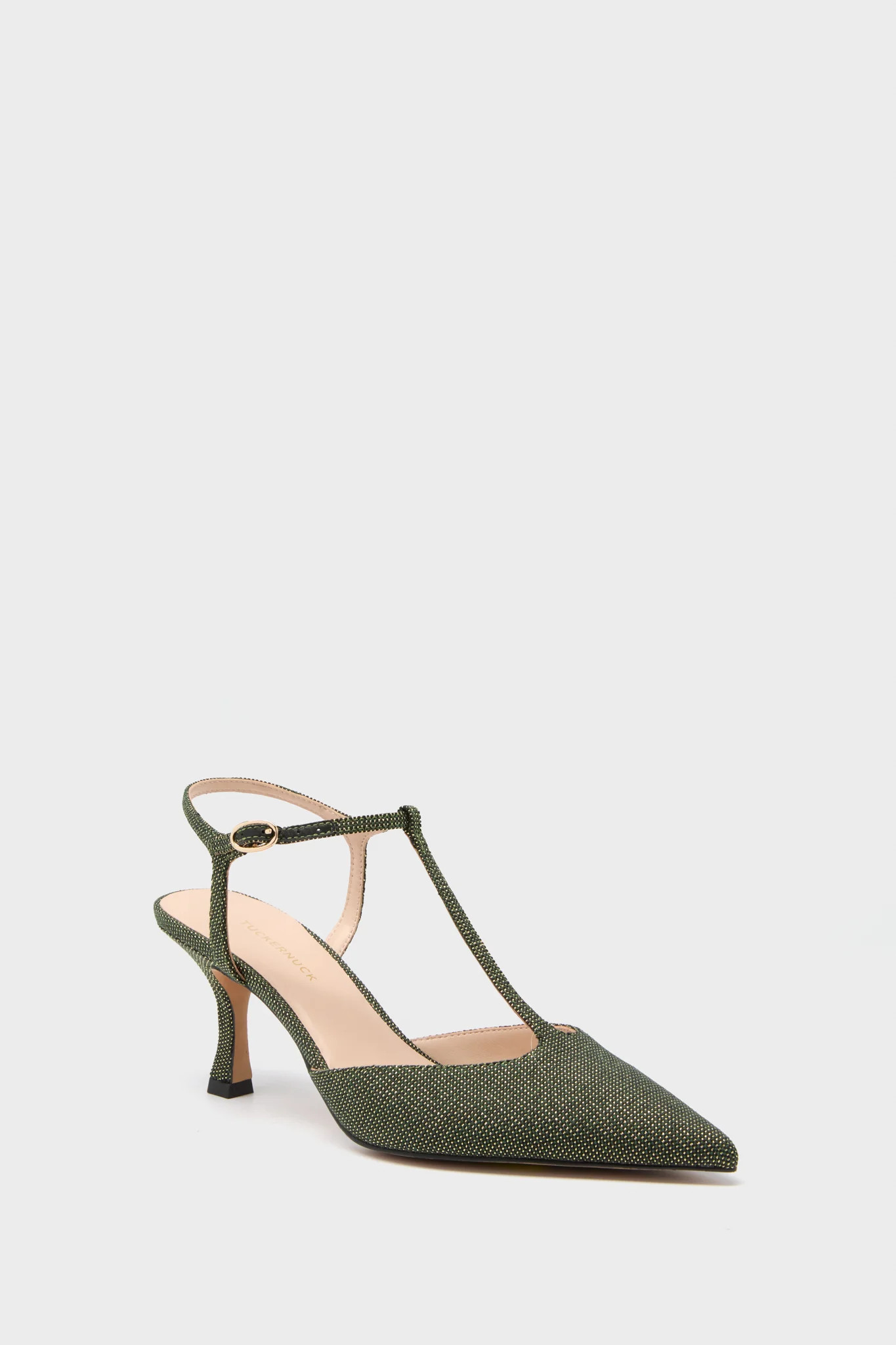 Olive Lurex Jacquard Margot Heels | Tuckernuck (US)