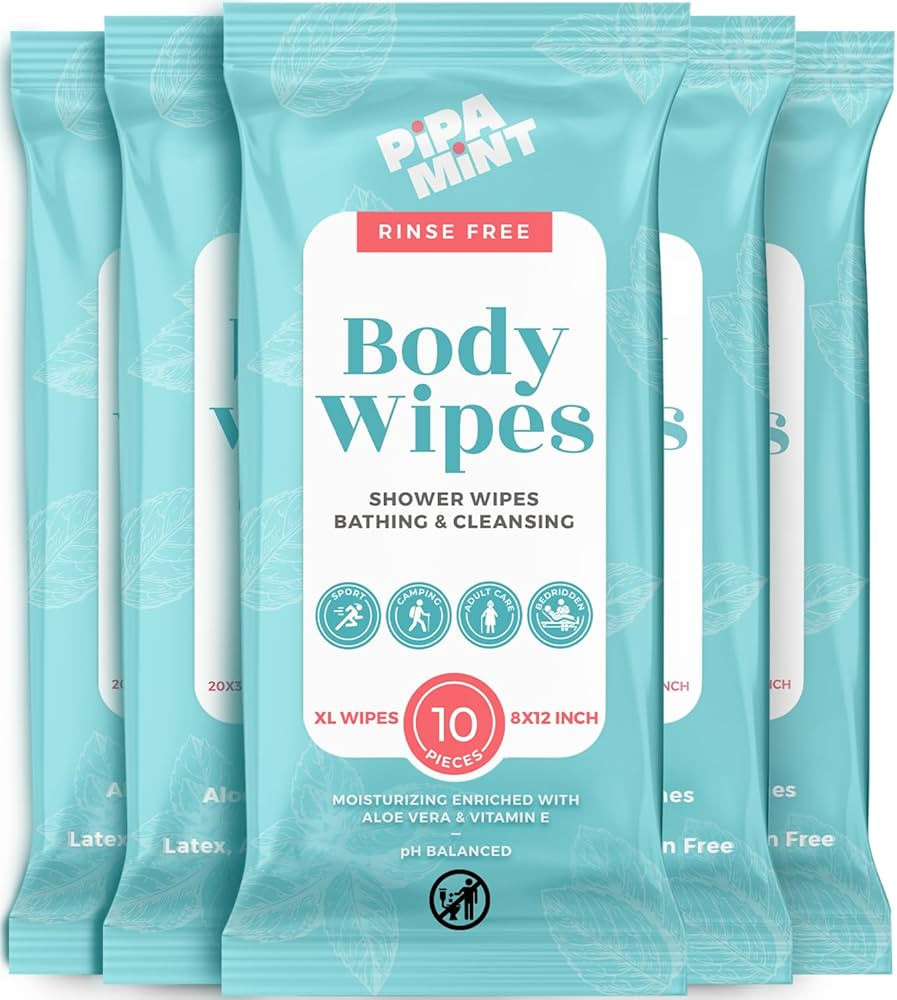 Body Wipes XL Shower Wipes Body Wipe for Adults Bathing, Traveling, Camping, Gym, Car, Elderly, B... | Amazon (US)