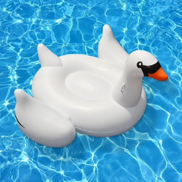 Swimline 90621 Giant Swan Inflatable Ride-On Swimming Pool Raft Float, White | Target