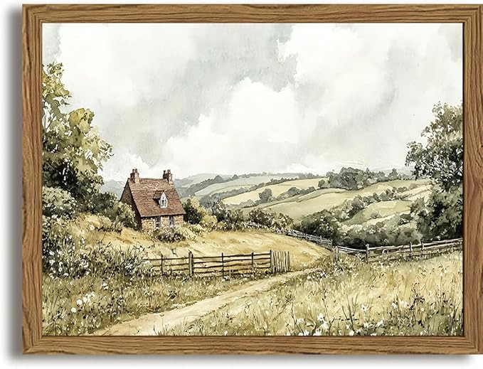 Framed Vintage Canvas Wall Art, Cottage Landscape Wall Decor Paintings, Rustic Farmhouse Pictures... | Amazon (US)