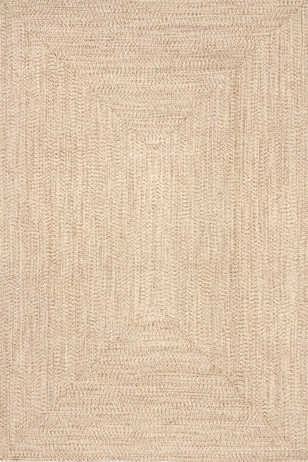Tan Handmade Braided Indoor/Outdoor 8' x 8' Area Rug | Rugs USA