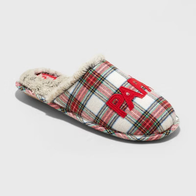 Men's Papa Oso Plaid Slide Holiday Slippers - Wondershop™ | Target