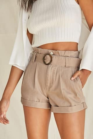 Belted Paperbag Denim Shorts | Forever 21 (US)
