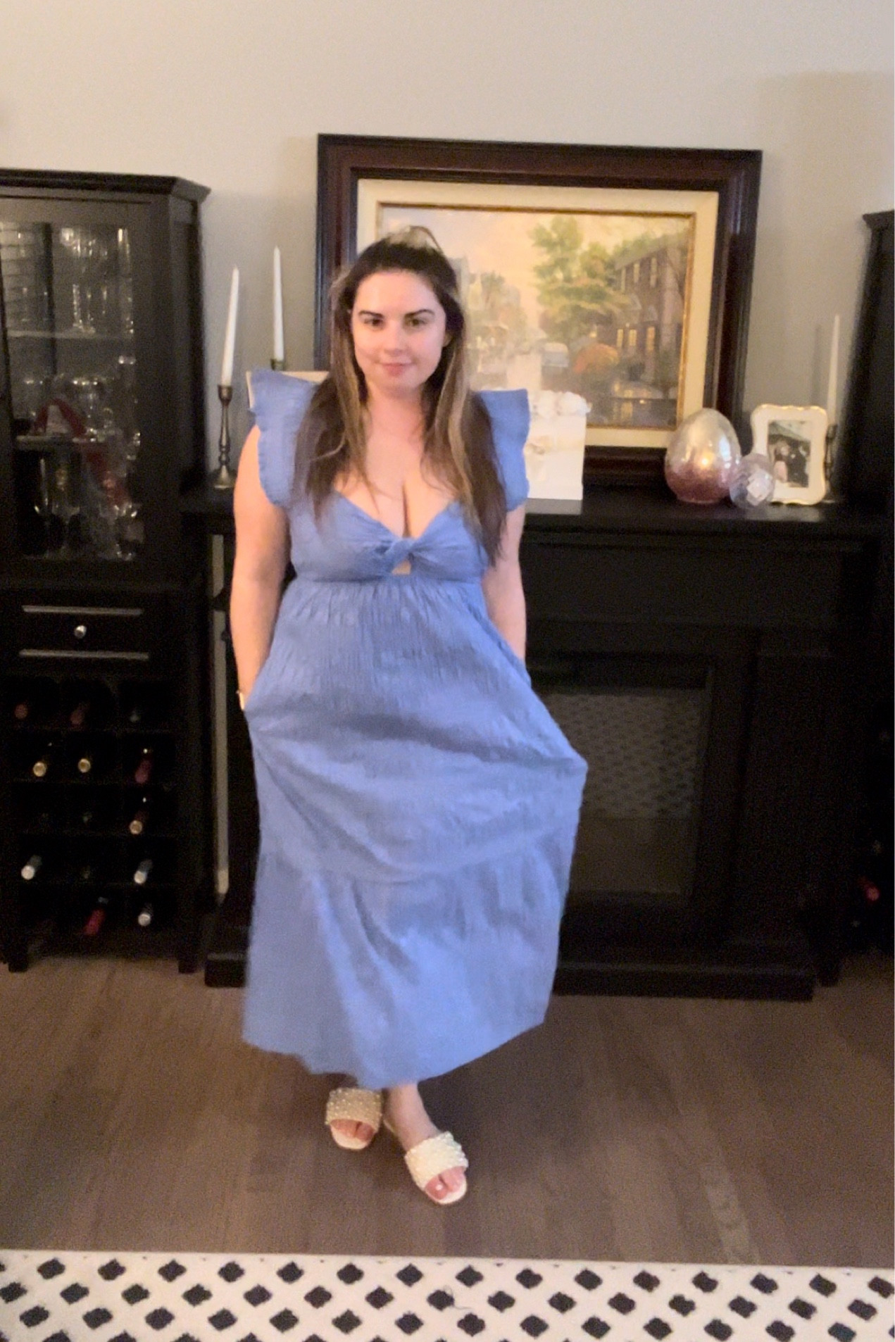 Spring Outfit 

Midsize Outfit, midsize dress, pearl slides, blue dress, midi dress, pearl sandals, vacation dress, vacation outfit, dress with pockets 

Dress - medium 
Sandals - 7.5 

#LTKSeasonal #LTKmidsize #LTKstyletip