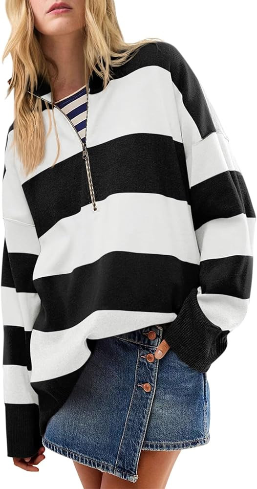 Yousify Oversized Womens Sweaters Fall 2025 Half Zipper Turtleneck Sweater Long Sleeve Tops S-2XL | Amazon (US)