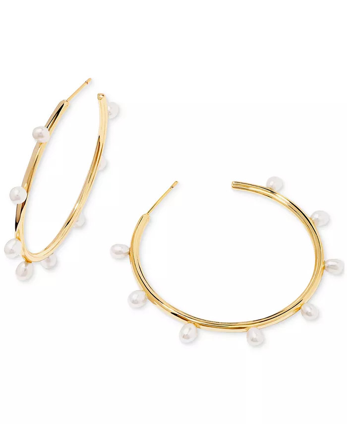 Kendra Scott Cultured Freshwater Pearl (4mm) Medium Hoop Earrings, 1.73 | Macy's
