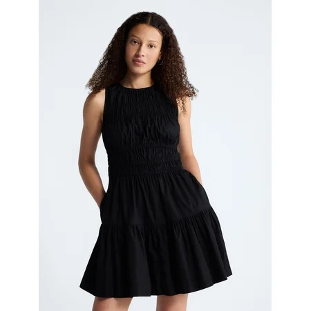 Free Assembly Women s and Women s Plus Smocked Cotton Drop Waist Mini Dress Sizes XS-4X | Walmart (US)