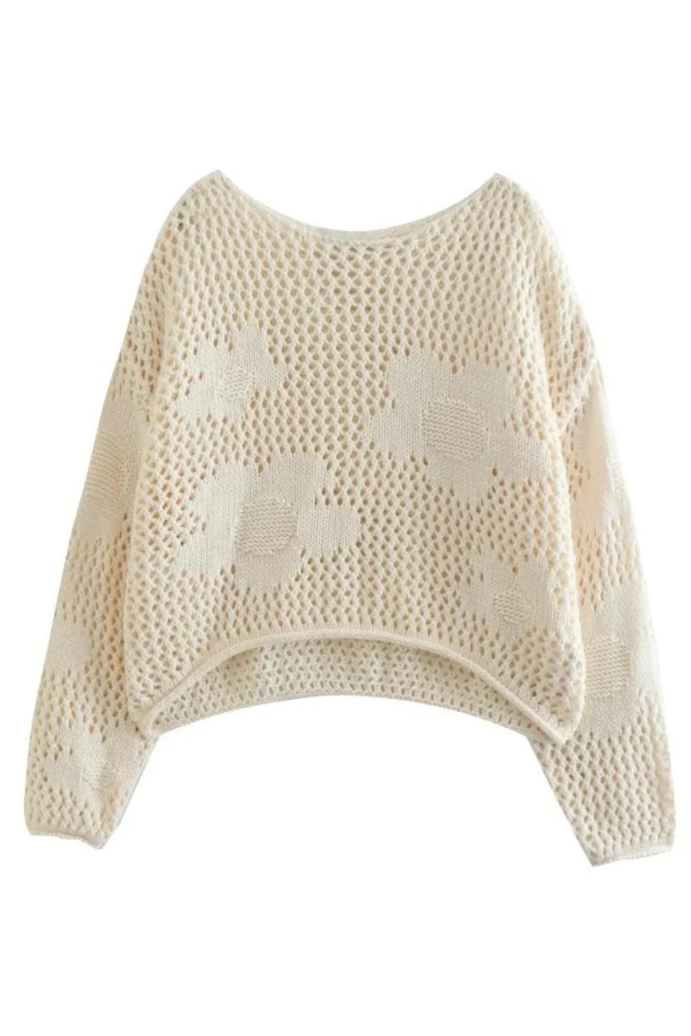 'Doris' Loose Knit Flower Sweater | Goodnight Macaroon