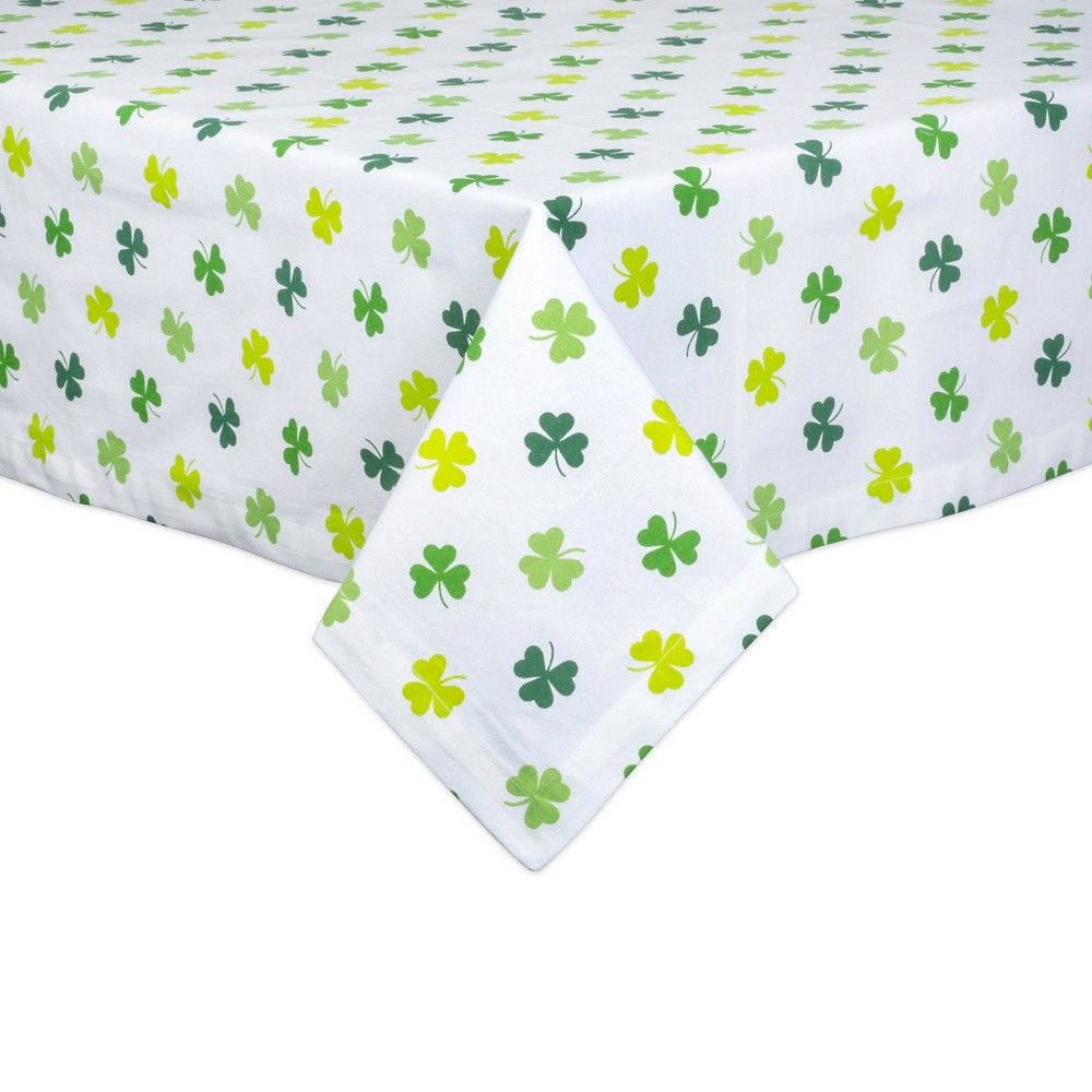 84"" x 60"" Cotton Shamrock Shake Print Tablecloth Green - Design Imports | Target