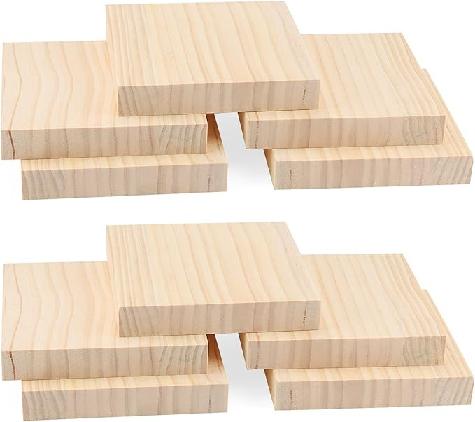 LEXININ 10 PCS 6 x 6 x 1 Inch Wood Carving Blocks, Natural Wooden Blocks, Unfinished Whittling Bl... | Amazon (US)
