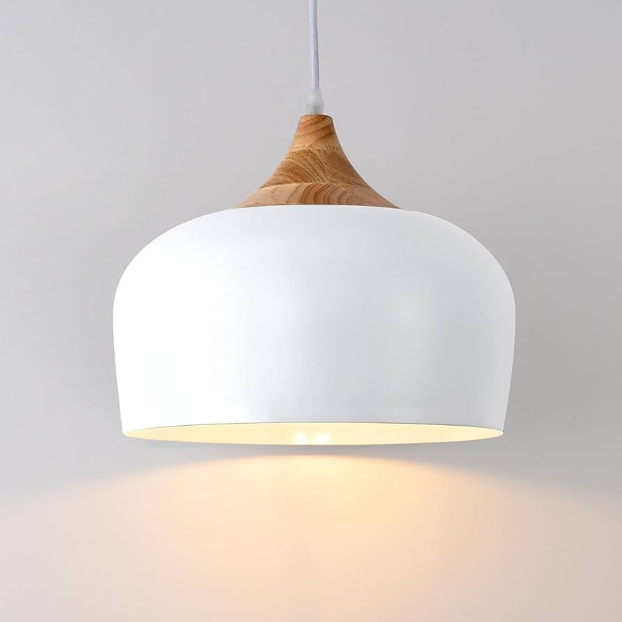 POLITAMP Modern Large Pendant Lights,Wooden Dome Pendant Light Fixture,Adjustable Hanging Pendant... | Amazon (US)