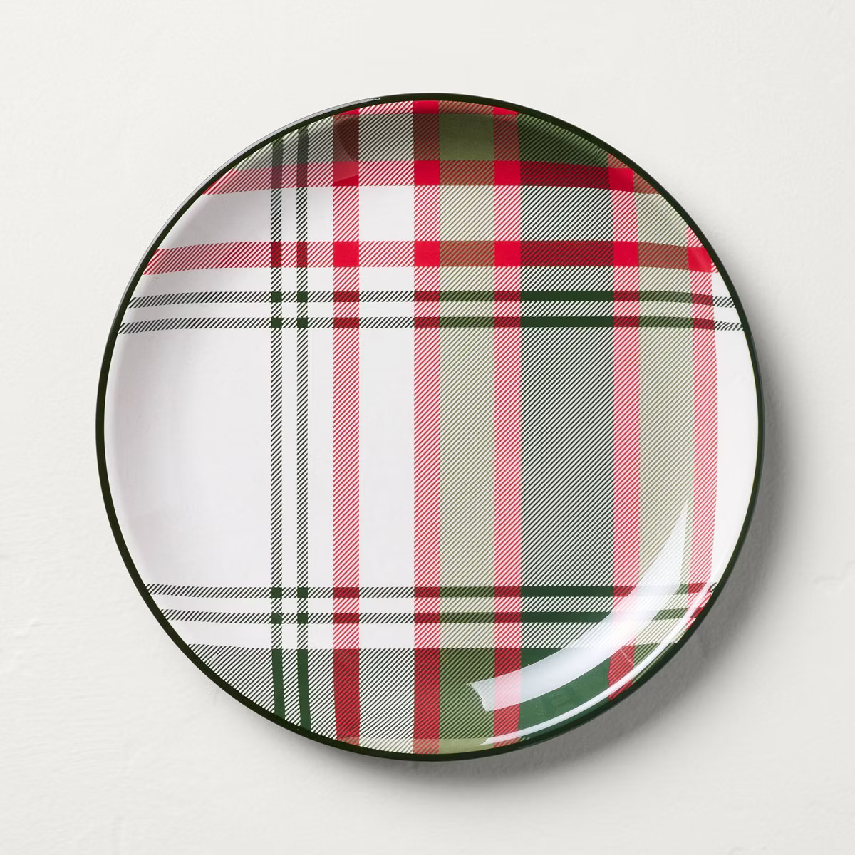 10.5" Christmas Plaid Melamine Dinner Plate Green/Red/Cream - Hearth & Hand™ with Magnolia | Target