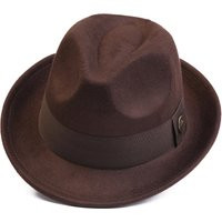 Dark Brown Fedora Polar Fleece Hat, Man Winter Stiff For Men, Short Brim Vintage Christmas Gift | Etsy (US)