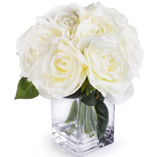 Silk Roses Flower Arrangements in Vase | Wayfair North America