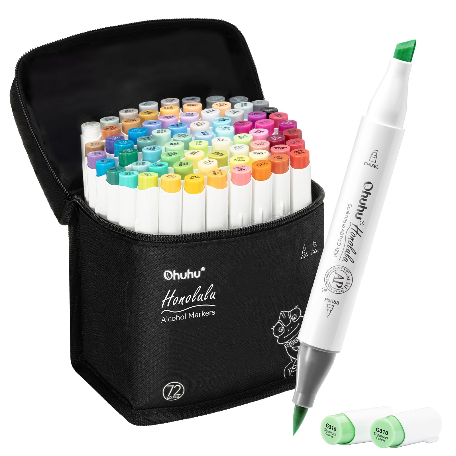Ohuhu Alcohol Markers Brush Tip - Double Tipped Art Marker Set for Artist Illustration - 72 Color... | Amazon (US)