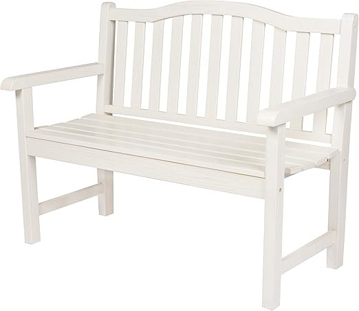 Shine Company 4212EW Belfort II Garden Patio Bench | Outdoor Wood Bench – Eggshell White | Amazon (US)