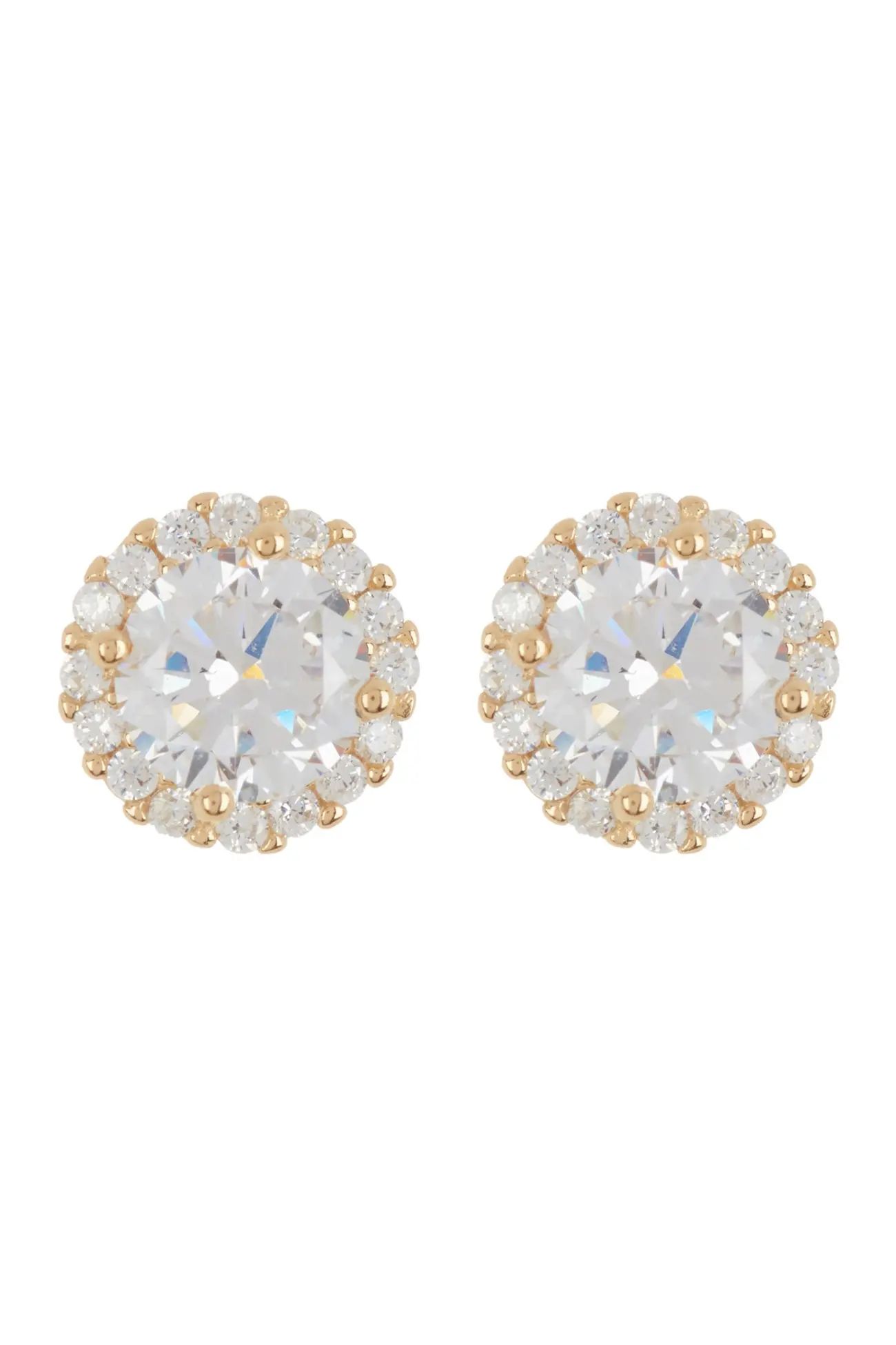 ADORNIA | 14K Gold Vermeil Swarovski Crystal Halo Stud Earrings | Nordstrom Rack | Nordstrom Rack