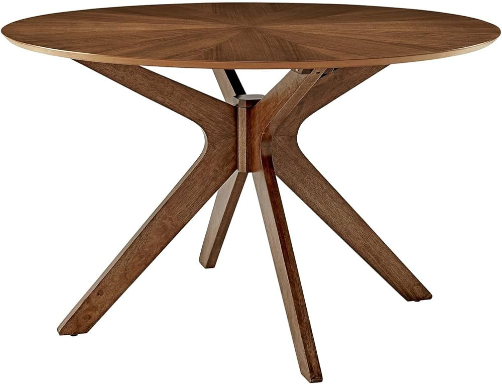 Modway Crossroads 47" Round Wood Dining Table, Walnut | Amazon (US)