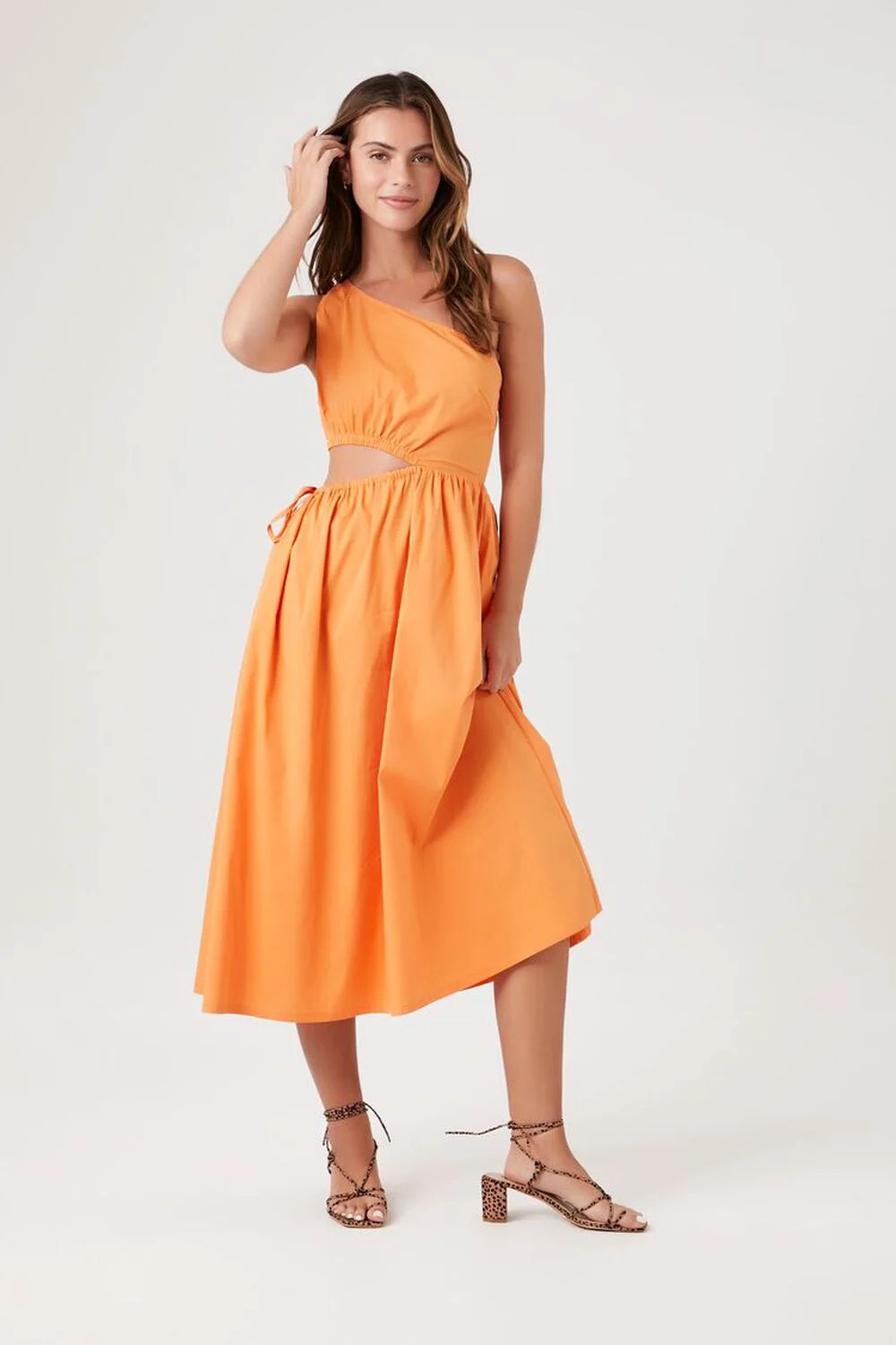 Poplin One-Shoulder Midi Dress | Forever 21 (US)