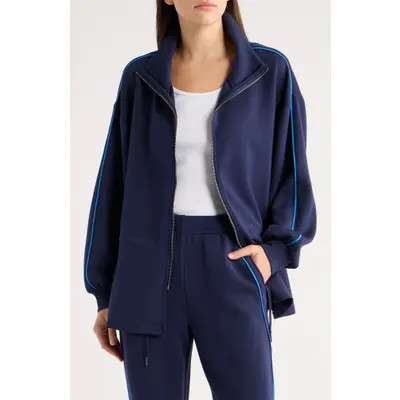 Bernardo Zip Up Peplum Jacket in Evening Blue at Nordstrom, Size Medium | Nordstrom