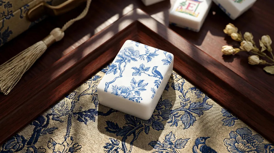 Hand-Carved American Mahjong Tiles, Blue Chinoiserie Bird design, Traditional Porcelain Style | Etsy (Global)