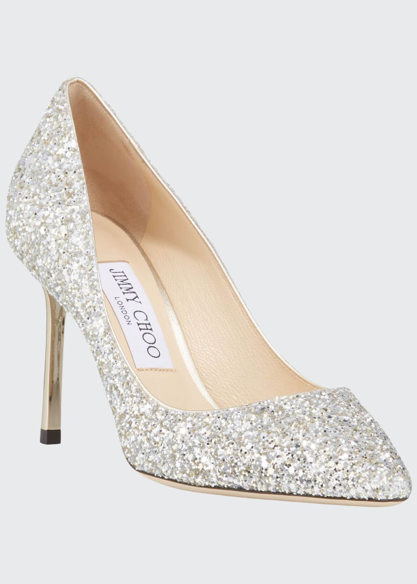 Romy Glittered Metallic-Heel Pumps | Bergdorf Goodman