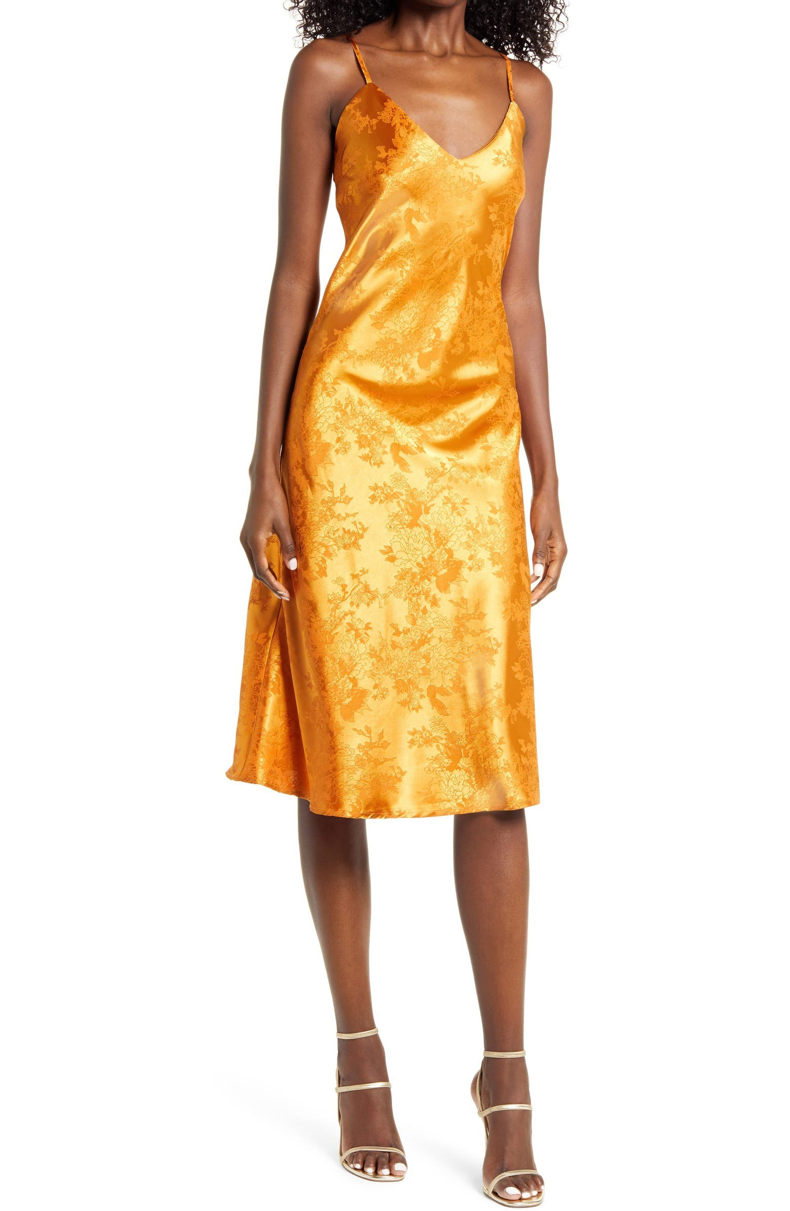 Calla Love Floral Jacquard Satin Slipdress | Nordstrom