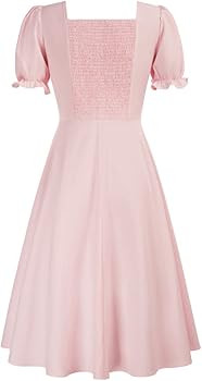 Women's 50s Vintage Ruched Swing Dress Sweetheart Neckline Short Puff Sleeve A-Line Tea Party Coc... | Amazon (UK)