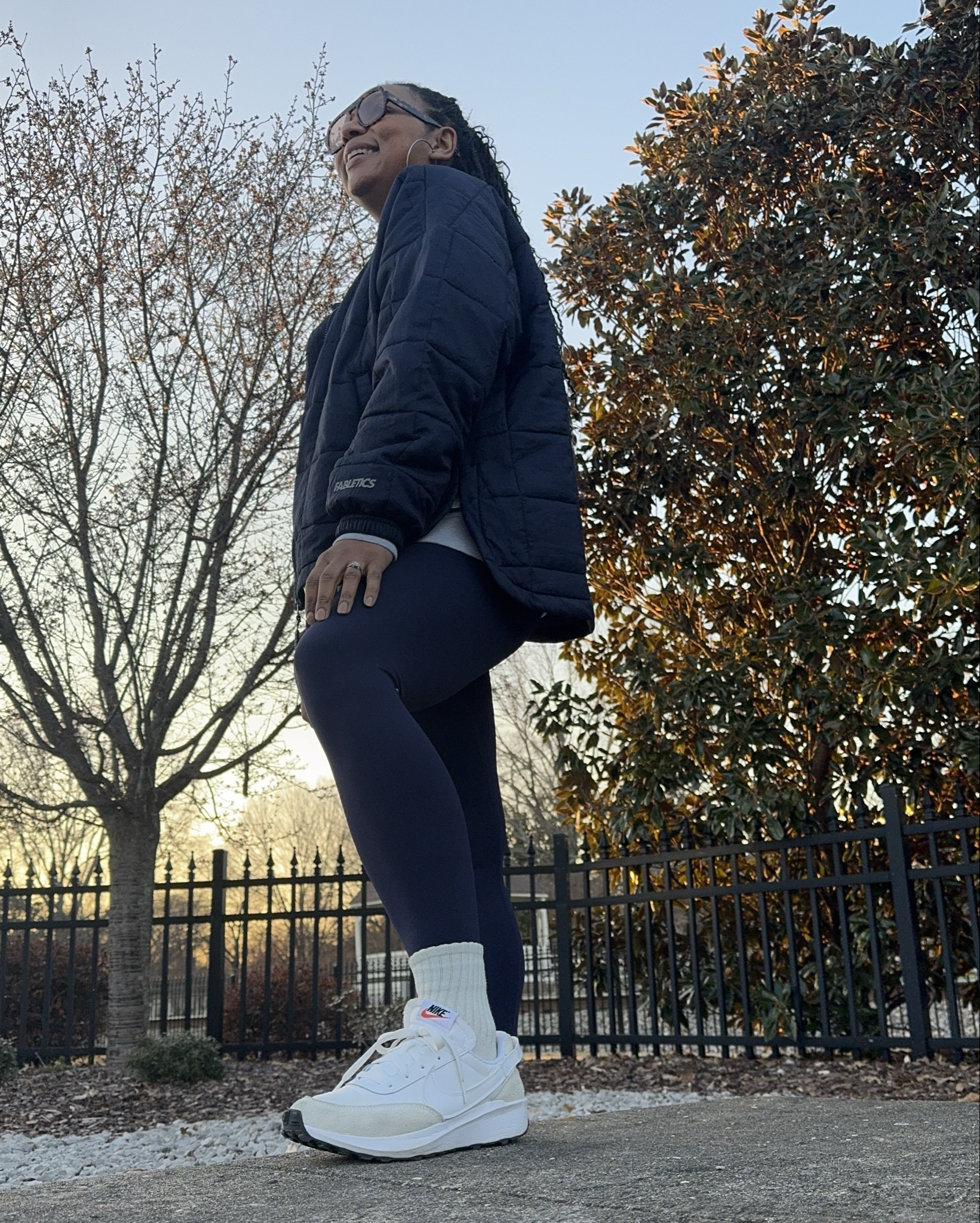 Fabletics Deep Navy Quilted Jacket, Seemless High-Waisted Leggings, and Low-impact sports bra! Versatile and comfy  

#LTKStyleTip #LTKShoeCrush #LTKActive