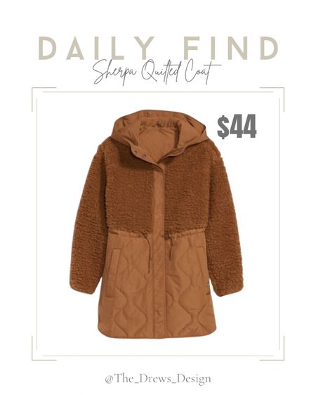Sherpa and quilted winter coat from old navy - now 50% off! Only $44. Comes in 3 colors, tall and petite 

#LTKSeasonal #LTKCyberweek #LTKGiftGuide