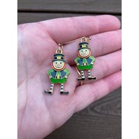 Vintage Jewelry Adorable Leprechaun With Dangling Legs St. Patrick's Day Pierced Dangle Earrings | Etsy (US)