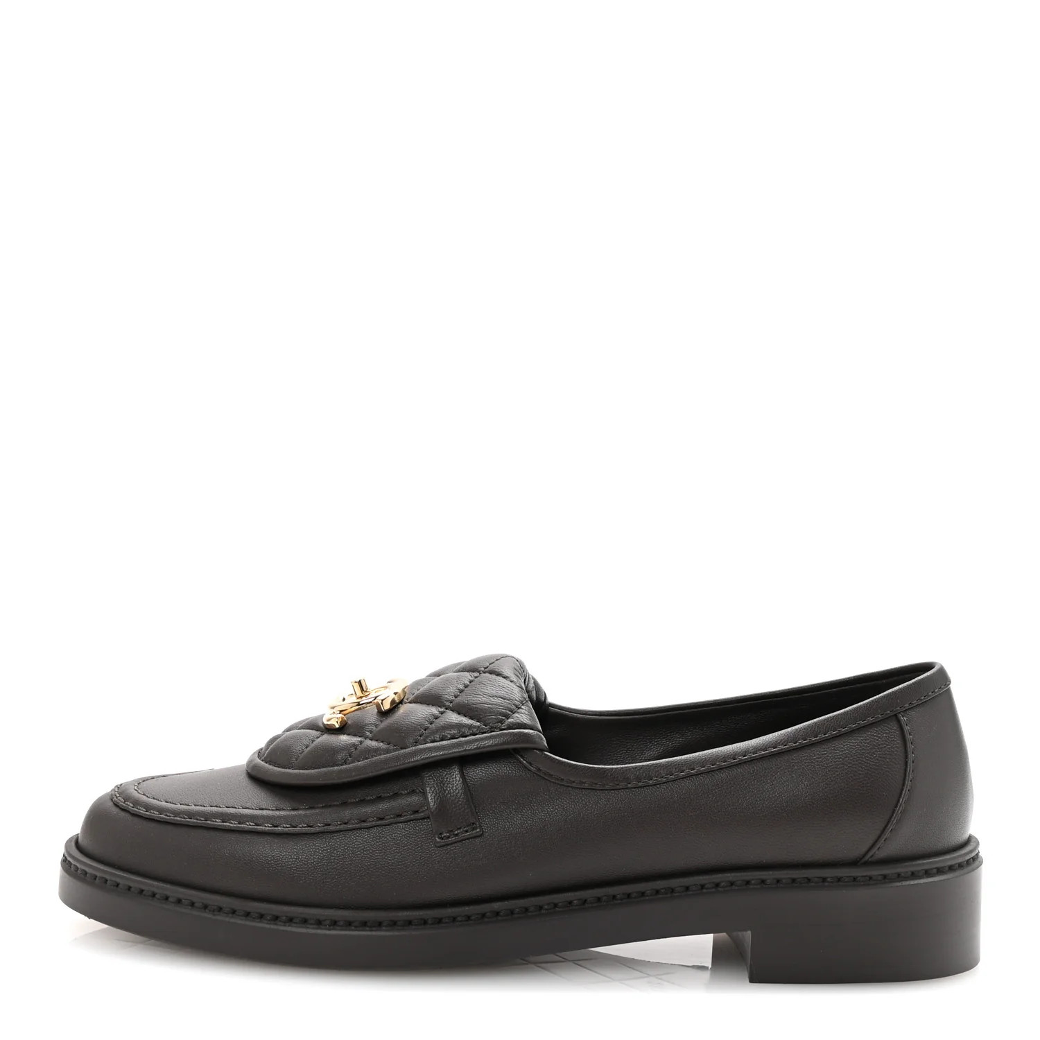 Chanel Lambskin Quilted CC Turnlock Loafers 38.5 Dark Brown 1736039 | FASHIONPHILE (US)