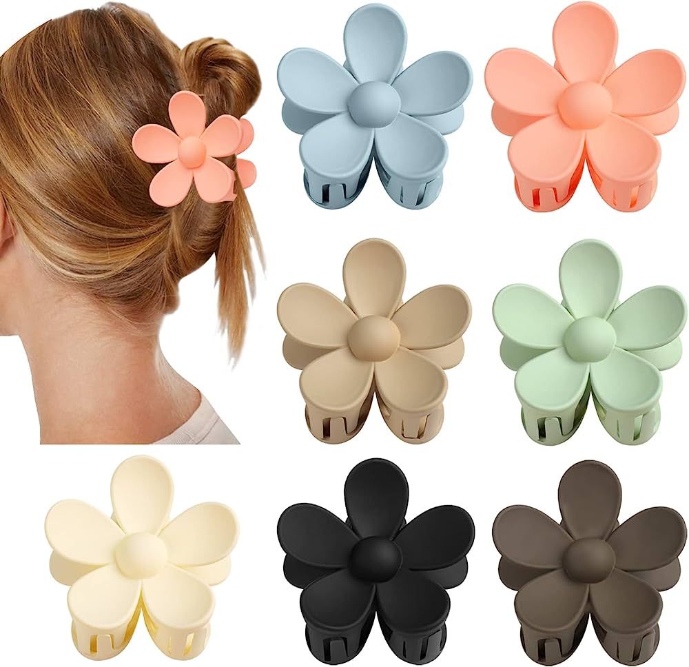 Flower Claw Clip 7 PCS Claw Clips, Hair Clips For Women Non Slip, Claw Clips for Thick Hair Women... | Amazon (US)
